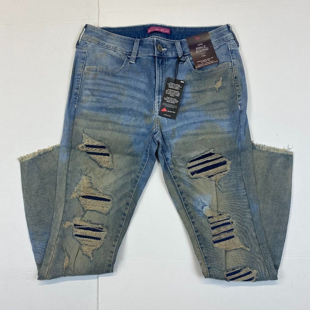 Juniors' SO Low Rise Ripped & Repaired Destructed Ankle Jeggings - 11/30W (C)